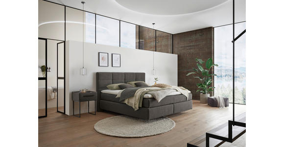 BOXSPRINGBETT 180/200 cm,  in Braun, Topper, Matratzen, unterschiedliche Matratzenhärtegrade je Bettseite, H2 + H3 = mittel + fest  - Schwarz/Braun, Design, Kunststoff/Textil (180/200cm) - Dieter Knoll