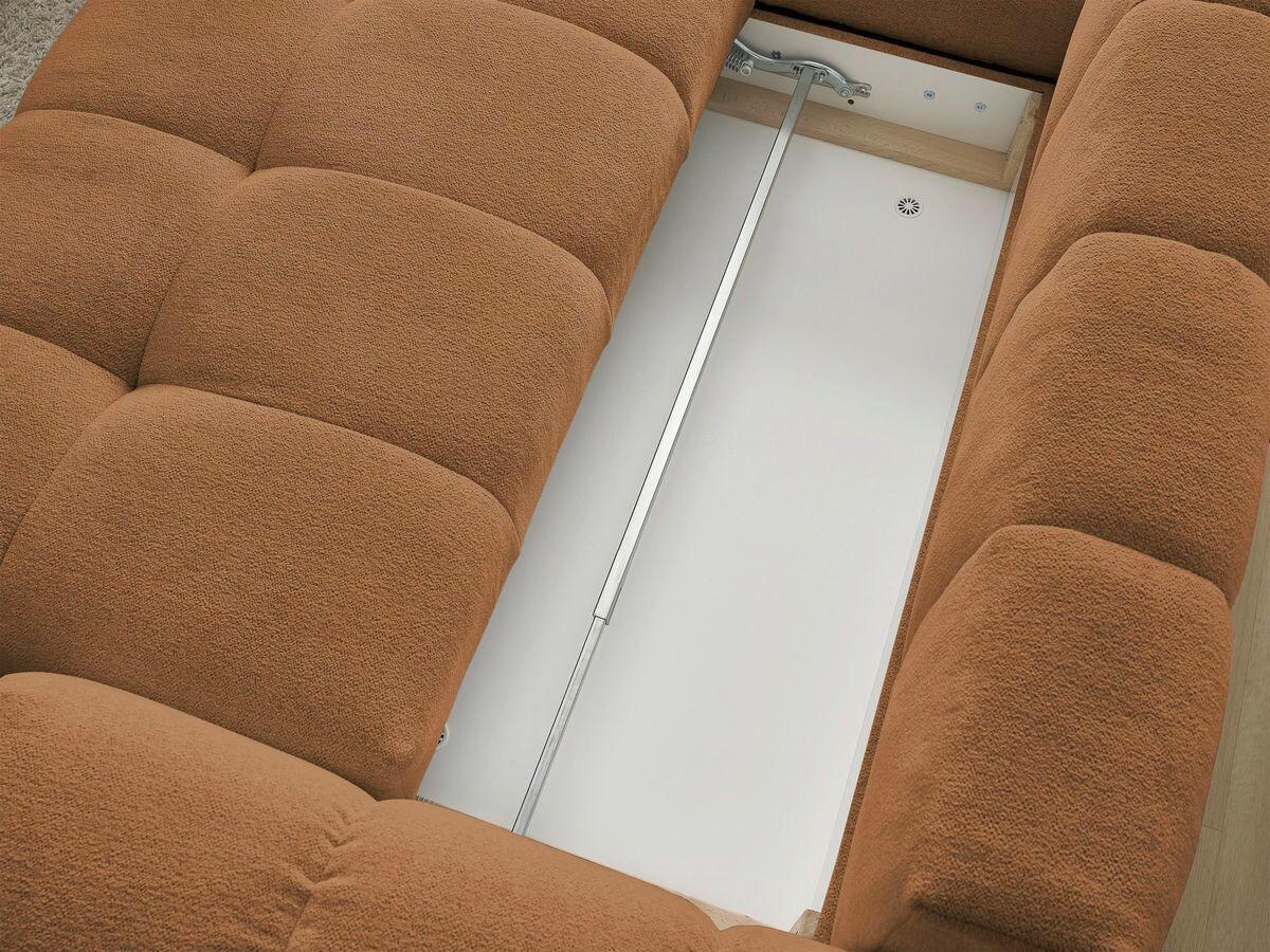 ECKSCHLAFSOFA EVEREST  mit Rücken echt, Armteil links, Armteil rechts Flachgewebe Orange  - Schwarz/Orange, MODERN, Kunststoff/Textil (320/212cm)