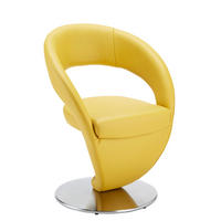 STUHL  in Echtleder pigmentiert Leder  - Edelstahlfarben/Gelb, Design, Leder/Metall (62/86/61cm) - Moderano