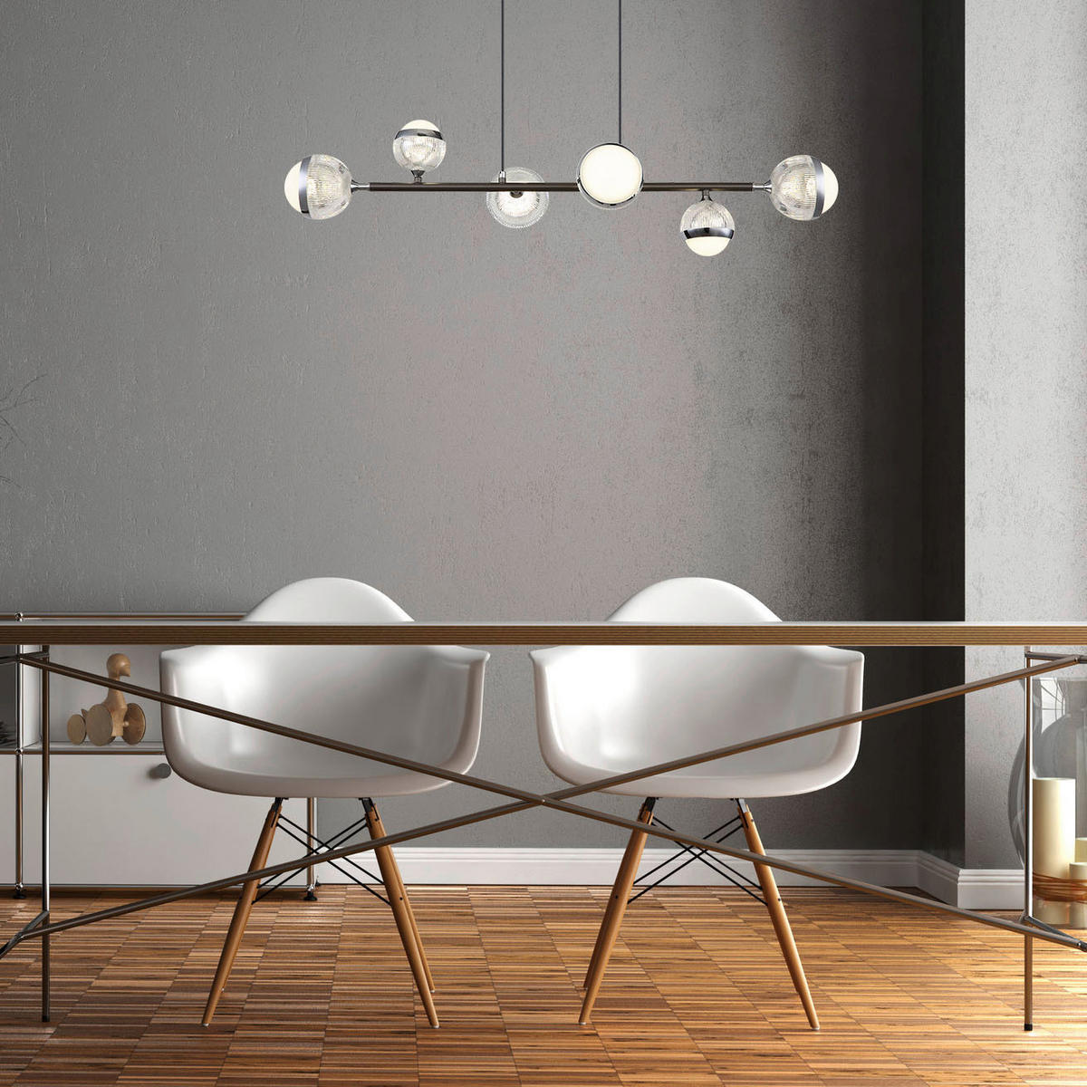 LED-HÄNGELEUCHTE  91/28 cm   - Klar/Chromfarben, Konventionell, Kunststoff/Metall (91/28cm) - Globo