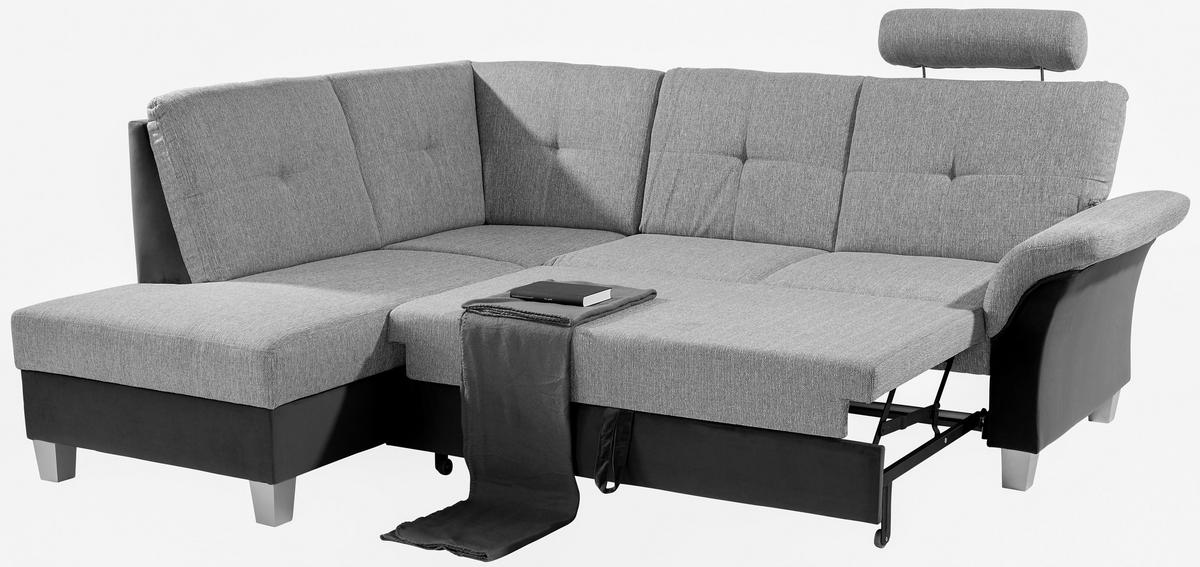 ECKSOFA in Webstoff Blau, Graphitfarben  - Blau/Silberfarben, Konventionell, Holz/Textil (196/245cm) - Livetastic
