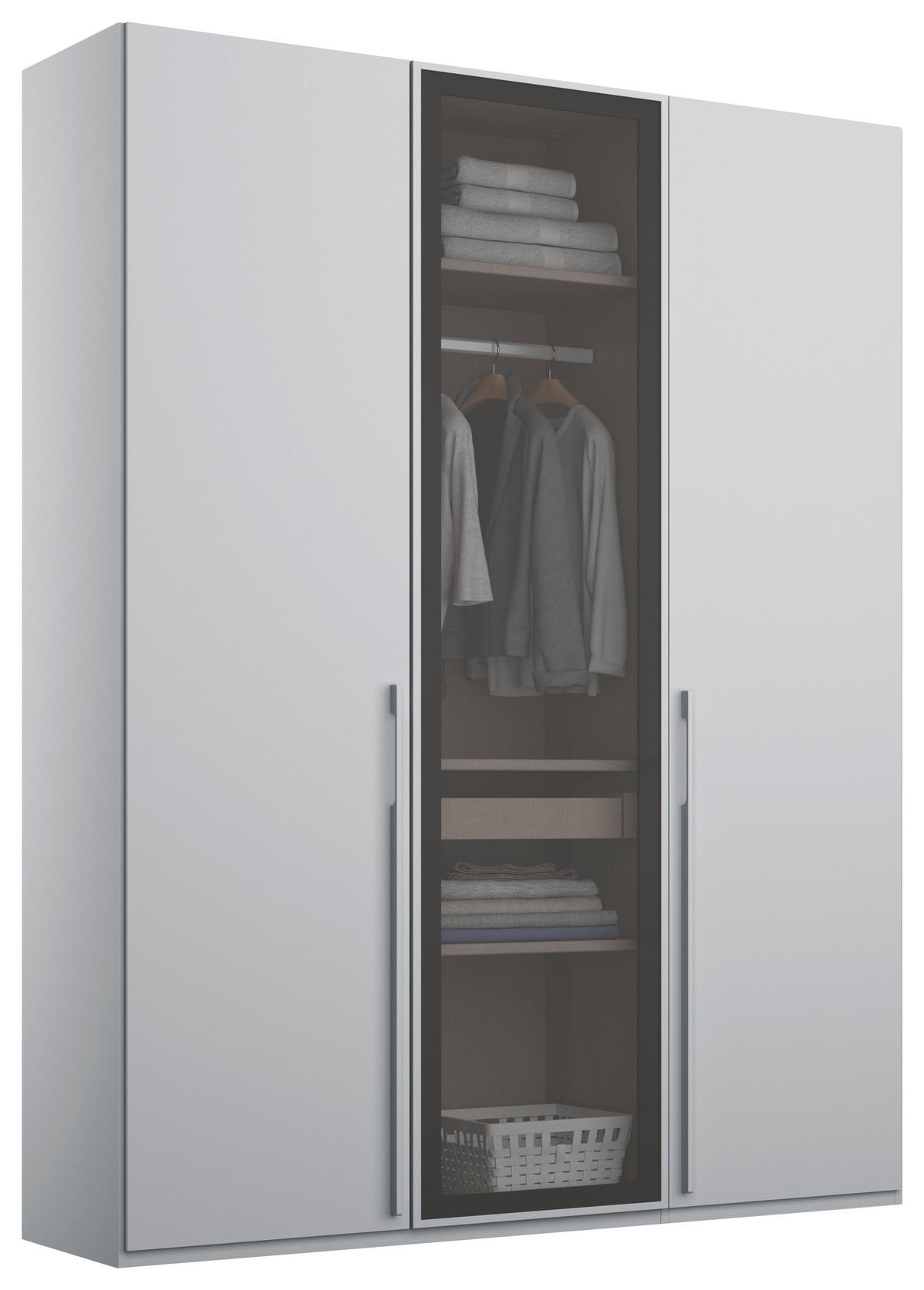 DREHTÜRENSCHRANK in Grau, Hellgrau  - Hellgrau/Grau, Trend, Glas/Holzwerkstoff (151/235/60cm) - Novel