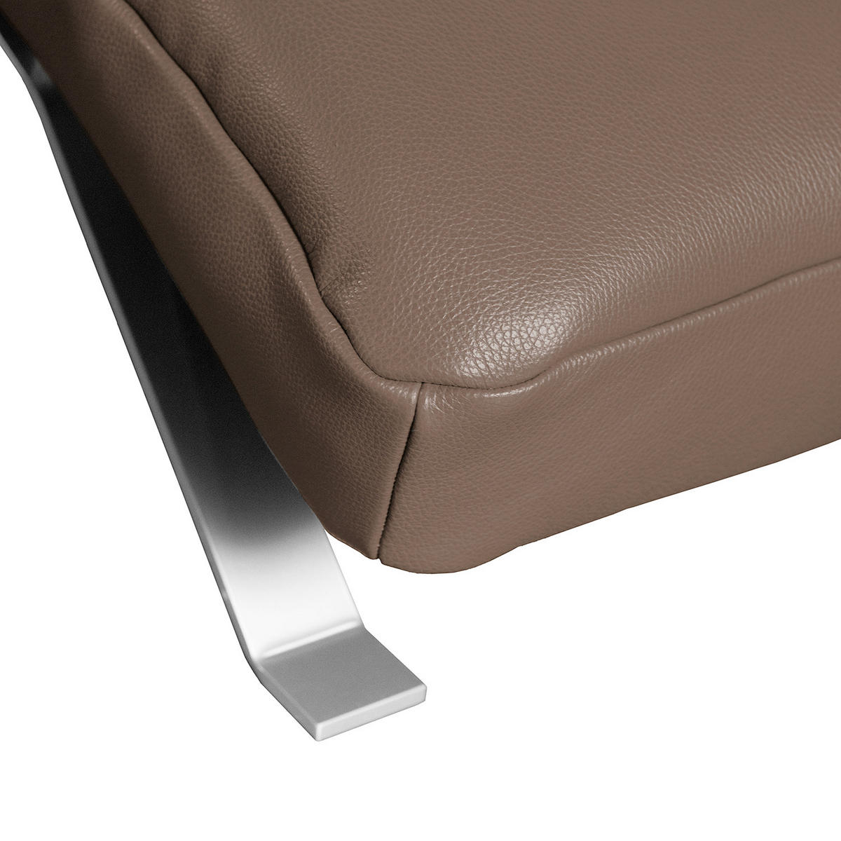 RELAXLIEGE in Echtleder Dunkelbraun  - Dunkelbraun/Silberfarben, Design, Leder/Metall (65/65-95/171cm) - Livetastic