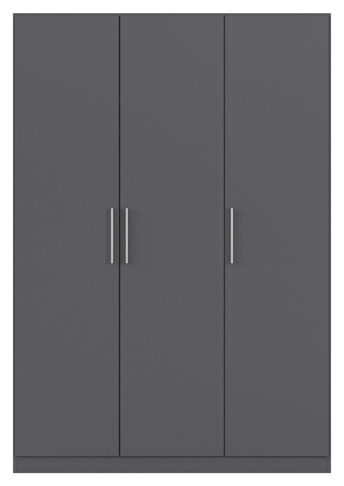DREHTÜRENSCHRANK 135/197/54 cm,  in Grau, 3-türig  - Alufarben/Grau, KONVENTIONELL, Holzwerkstoff/Kunststoff (135/197/54cm) - home24