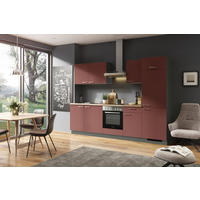 KÜCHENBLOCK 280 cm   in Anthrazit, Rot  - Edelstahlfarben/Anthrazit, Design, Holzwerkstoff/Metall (280cm) - Welnova