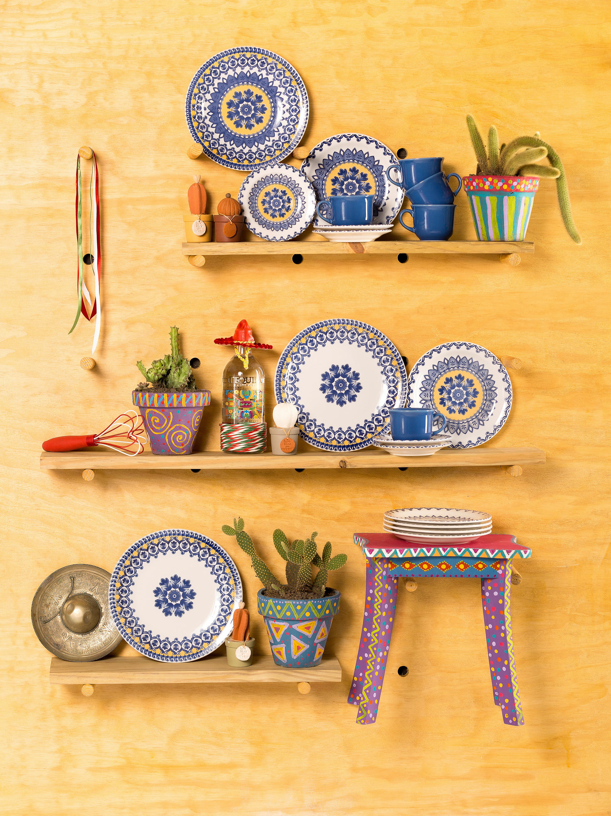 Thumbnail - Novel Kombiservice Celia, Blau, Gelb, Weiß, Keramik, 16-teilig, Mandala, 500 ml, Lfgb, lebensmittelecht, Essen & Trinken...