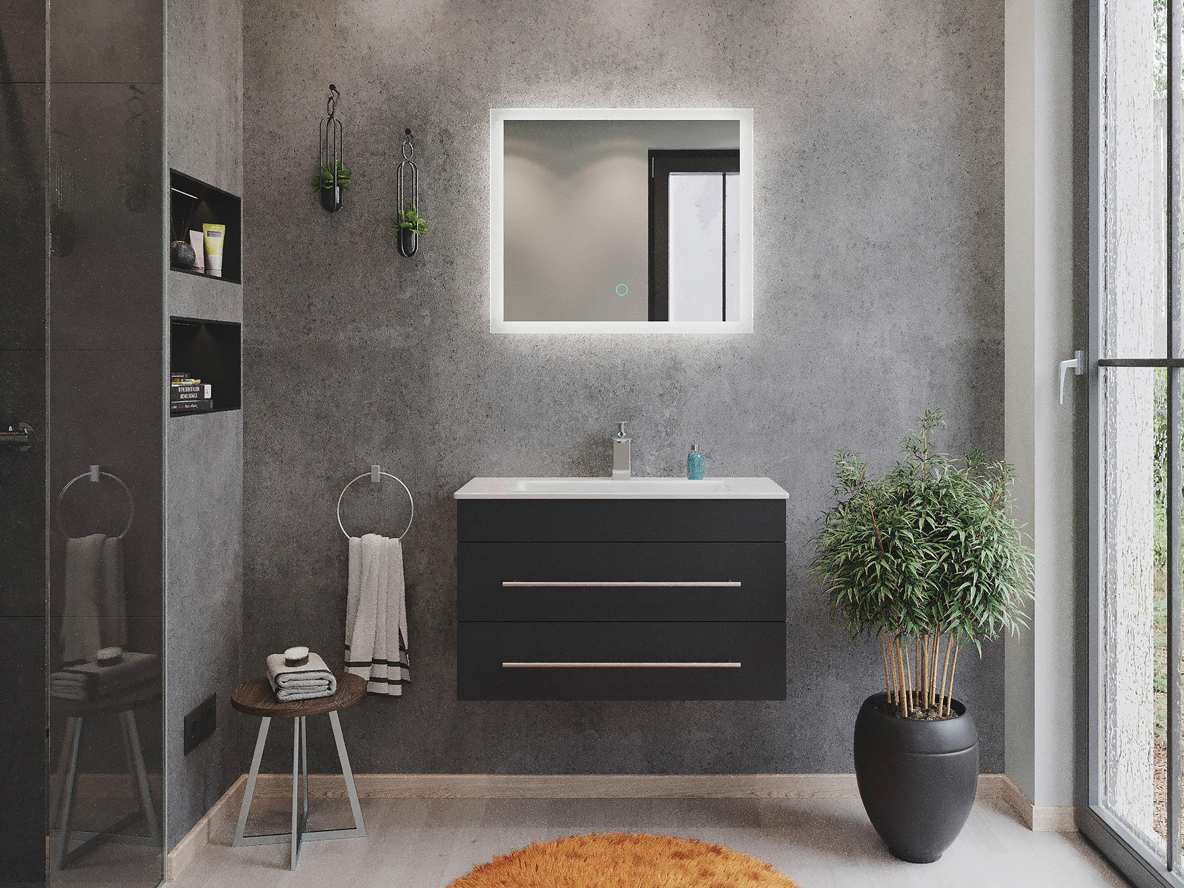 BADEZIMMER  in 70,4 cm  - Weiß Hochglanz/Silberfarben, MODERN, Keramik/Holzwerkstoff (70,4cm) - MID.YOU