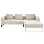 ECKSOFA in Cord Creme  - Creme/Schwarz, KONVENTIONELL, Textil/Metall (284/178cm) - Hom`in