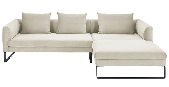 ECKSOFA in Cord Creme  - Creme/Schwarz, KONVENTIONELL, Textil/Metall (284/178cm) - Hom`in