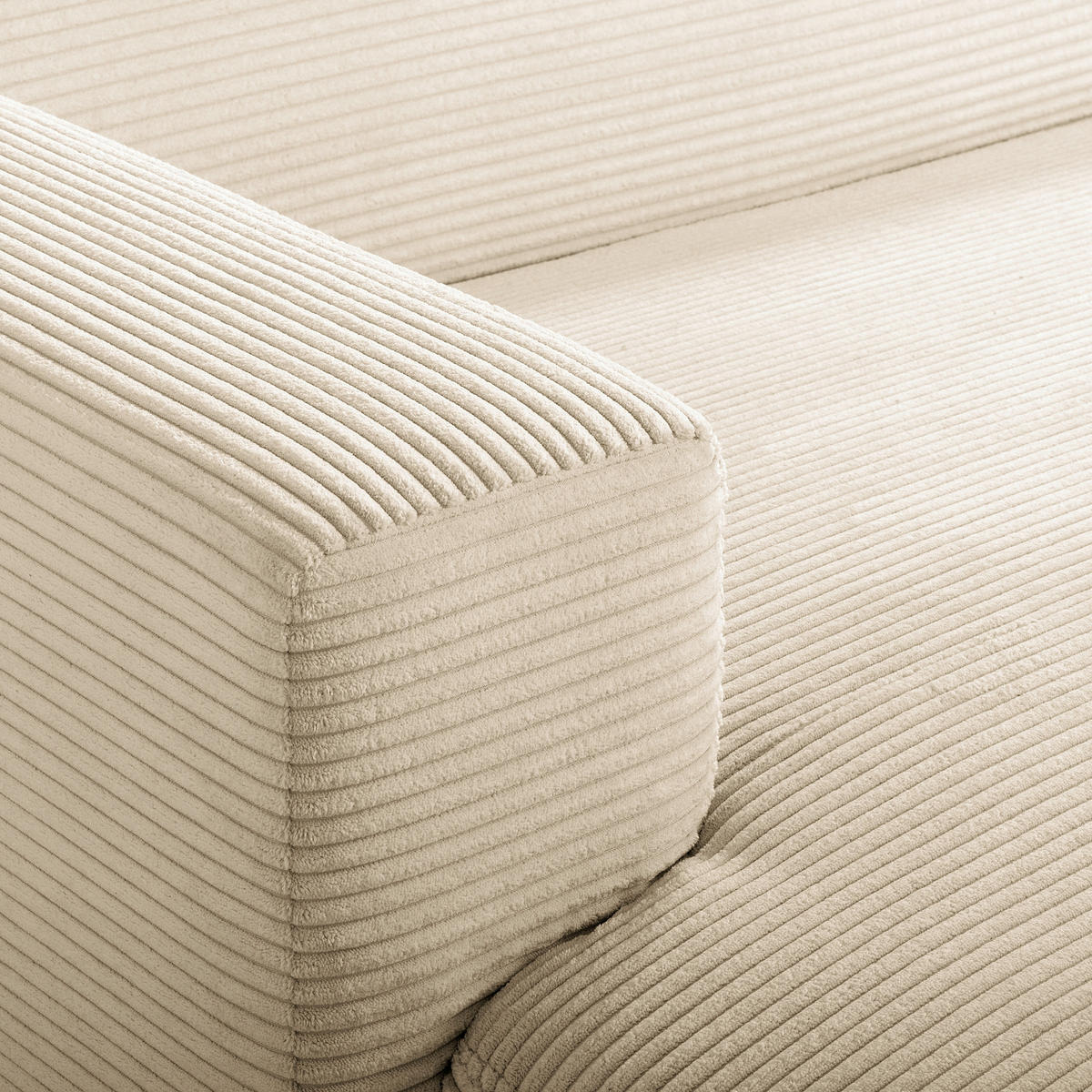 ECKSOFA RENO Beige Cord Relaxfunktion, Kopfteilverstellung  - Beige/Schwarz, Design, Kunststoff/Textil (184/248cm) - Livetastic