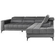 ECKSOFA inkl.Funktionen Dunkelgrau Samt  - Dunkelgrau/Schwarz, Design, Kunststoff/Textil (281/202cm) - Xora