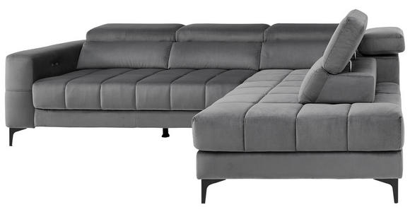 ECKSOFA inkl.Funktionen Dunkelgrau Samt  - Dunkelgrau/Schwarz, Design, Kunststoff/Textil (281/202cm) - Xora