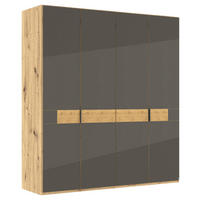 DREHTÜRENSCHRANK 200/216/58 cm,  in Braun, Eiche Bianco, 4 Tür(en)  - Schieferfarben/Eiche Bianco, Design, Glas/Holz (200/216/58cm) - Musterring