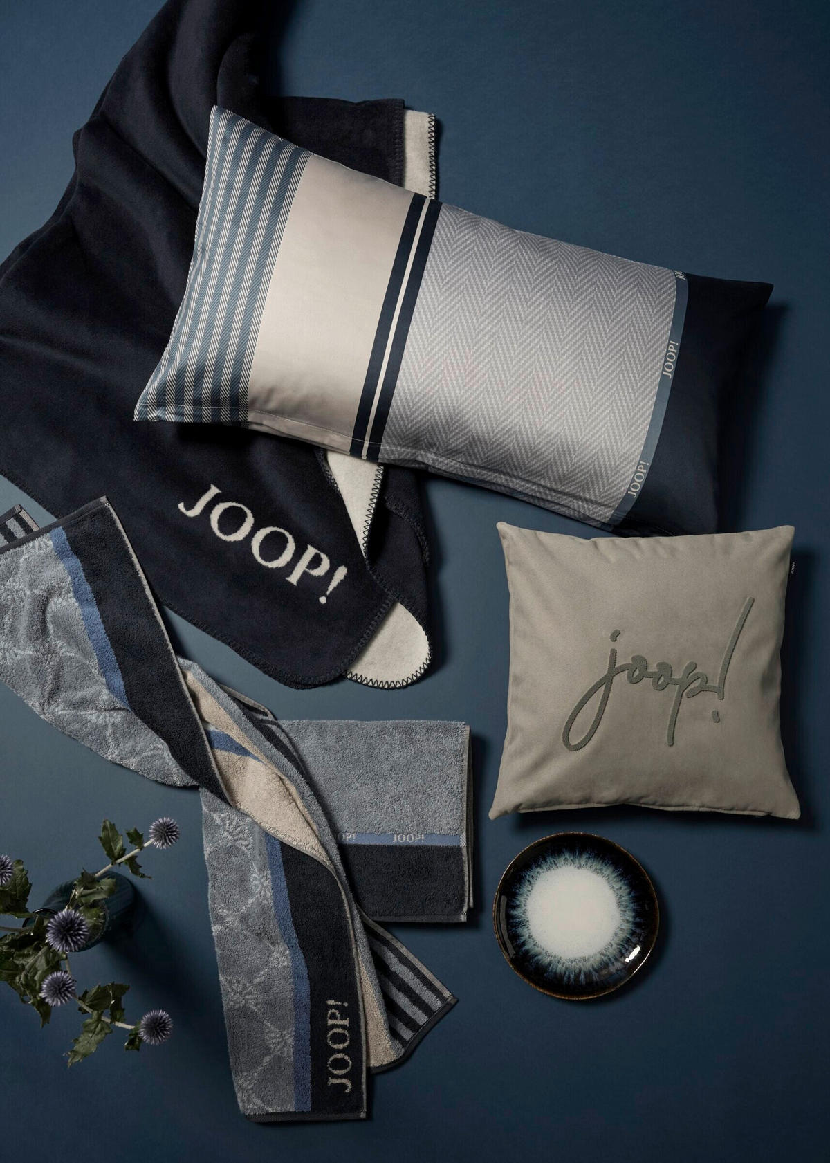 KOPFKISSENBEZUG HERRINGBONE STRIPES 80/40 cm  - Blau, Design, Textil (80/40cm) - Joop!
