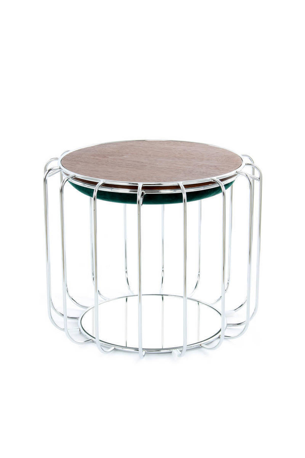 BEISTELLTISCH in Metall, Kunststoff, Glas, Textil, Holzwerkstoff 50/50/45 cm  - Dunkelgrün/Silberfarben, Basics, Glas/Holzwerkstoff (50/50/45cm) - Kayoom