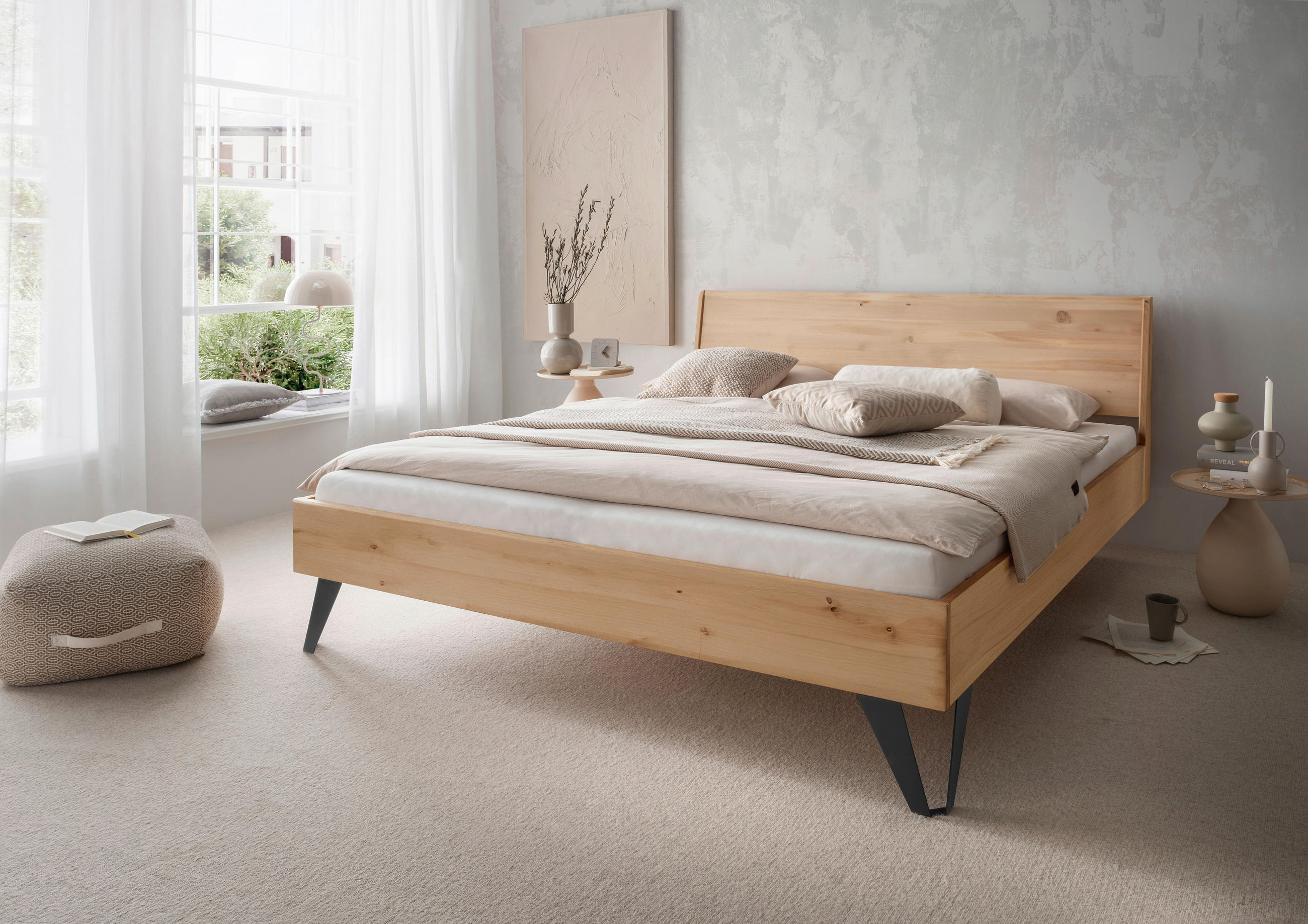 BETT 140/200 cm  in Fichtefarben  - Fichtefarben/Schwarz, MODERN, Holz/Metall (140/200cm) - Livetastic