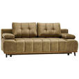 SCHLAFSOFA  mit Stoffauswahl, Rücken echt, Schlafen auf Sitzhöhe Webstoff Olivgrün  - Schwarz/Olivgrün, Design, Holz/Textil (206/77-87/102cm) - Novel