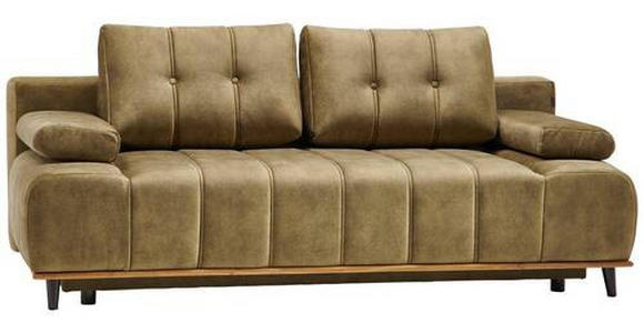 SCHLAFSOFA mit Stoffauswahl, Rücken echt, Schlafen auf Sitzhöhe Webstoff Olivgrün - Schwarz/Olivgrün, Design, Holz/Textil (206/77-87/102cm) - Novel
