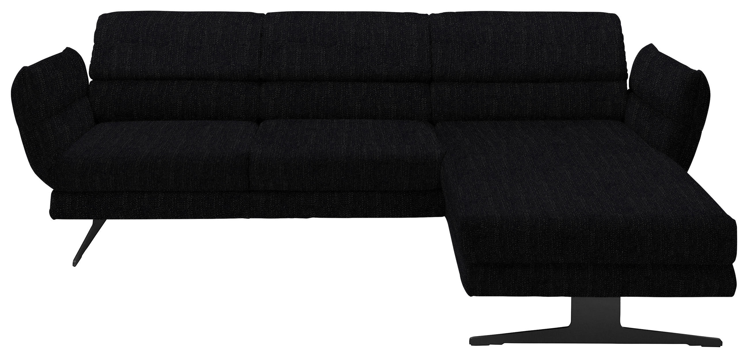 ECKSOFA in Flachgewebe Schwarz  - Schwarz, Design, Textil/Metall (279-327/176-217cm) - Dieter Knoll
