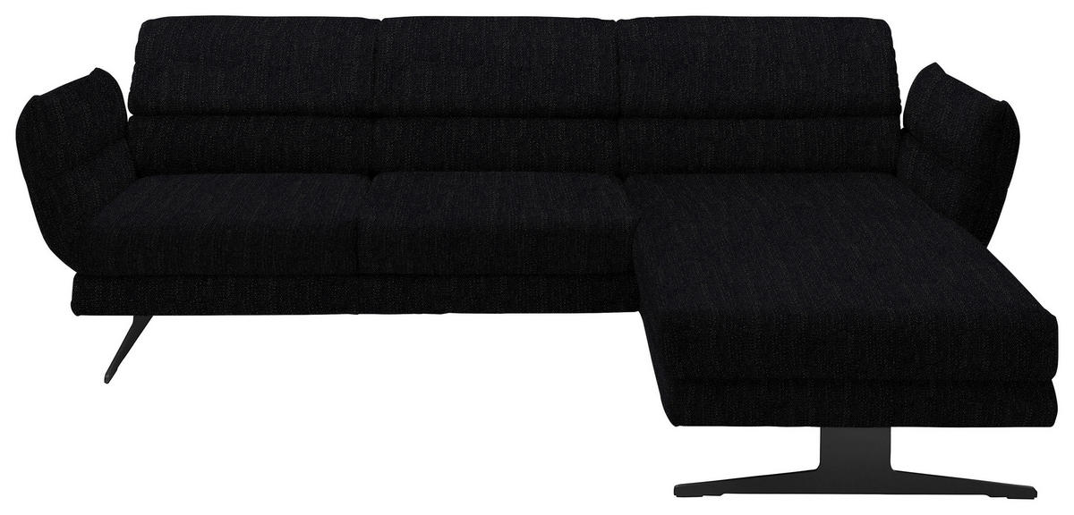 ECKSOFA in Flachgewebe Schwarz  279-327/176-217 cm  - Schwarz, Design, Textil/Metall (279-327/176-217cm) - Dieter Knoll