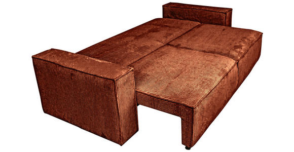 SCHLAFSOFA  mit Liegefunktion, Schlafen auf Sitzhöhe, Rücken echt Cord Rostfarben  - Rostfarben/Schwarz, KONVENTIONELL, Kunststoff/Textil (240/89/100cm) - Carryhome