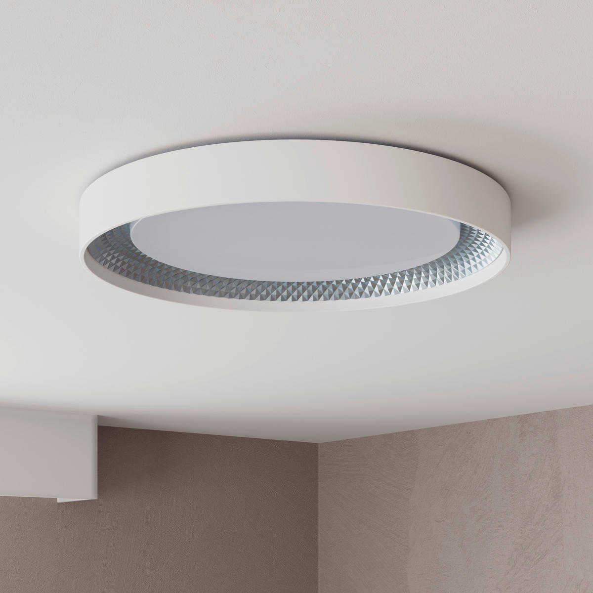 LED-DECKENLEUCHTE Ogulin 48,5/8 cm   - Hellgrau/Weiß, Design, Kunststoff (48,5/8cm) - Novel