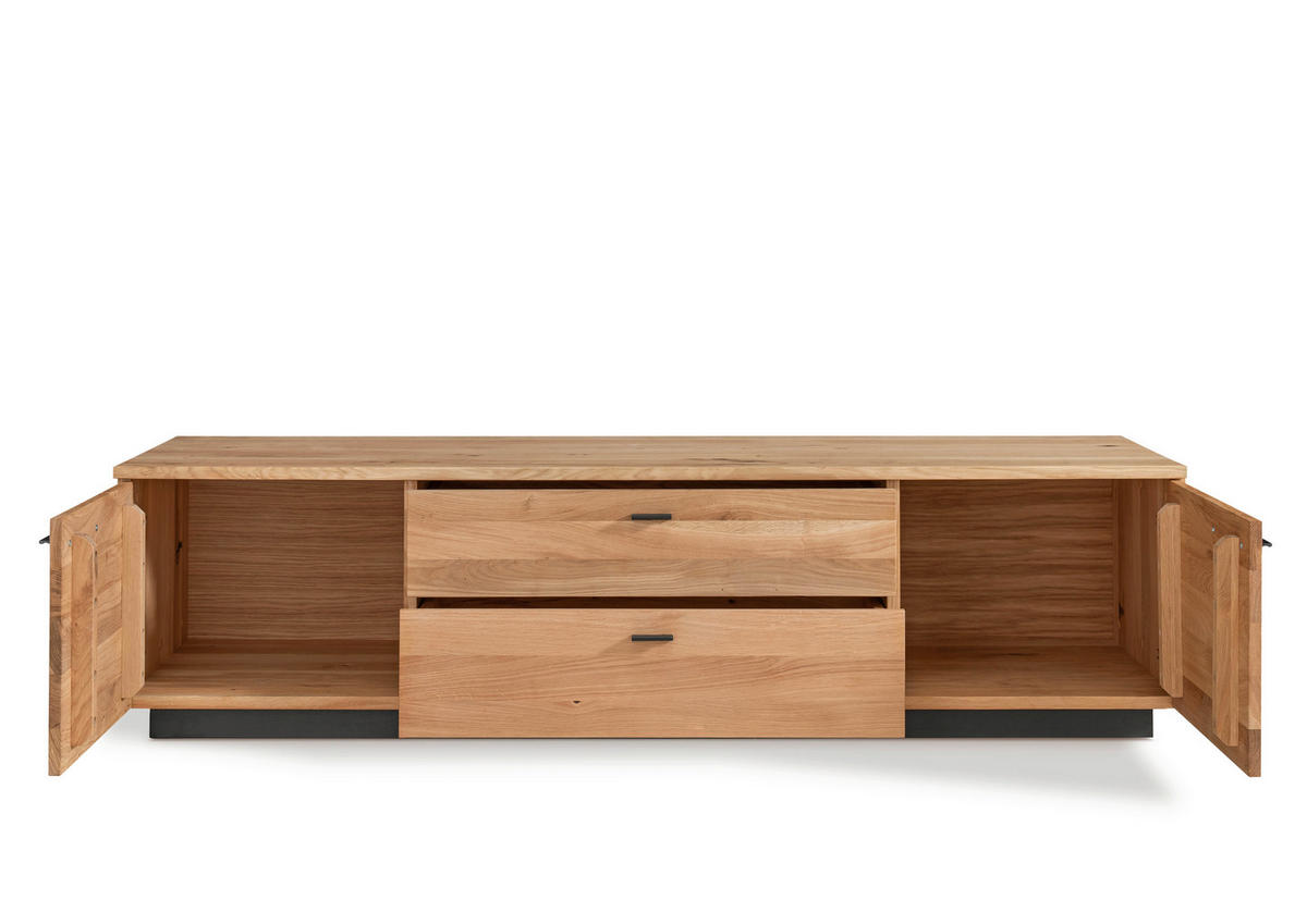 LOWBOARD  165/43/52 cm 2 Schublade(n) Typenauswahl, Beimöbel erhältlich, stehend  - Eichefarben/Schwarz, Design, Holz/Metall (165/43/52cm) - Linea Natura