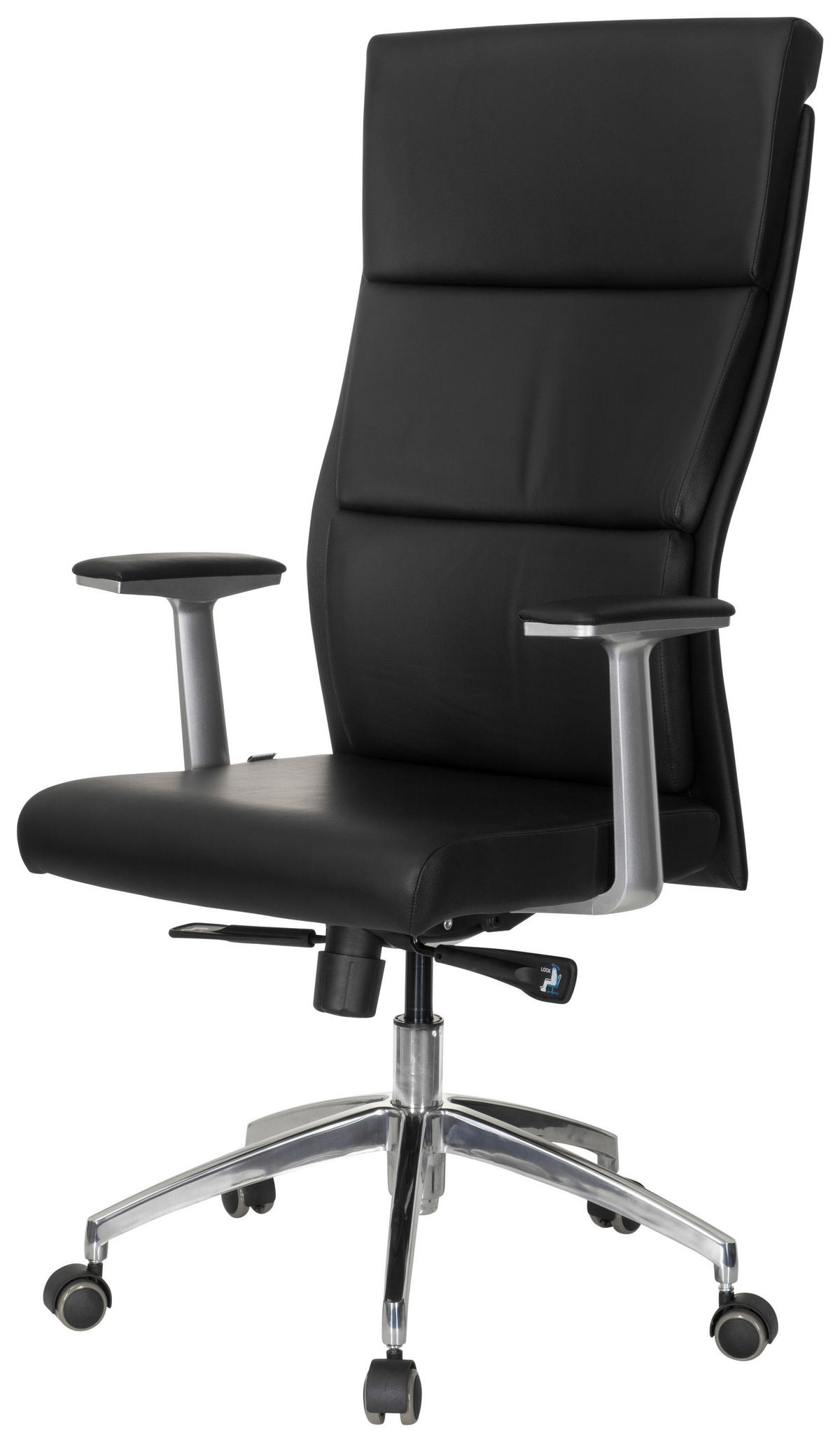 VRTLJIVI STOL tekstil, usnje črna, srebrne barve  - srebrne barve/črna, Moderno, kovina/umetna masa (60/131/52cm) - MID.YOU