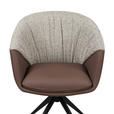 ARMLEHNSTUHL  Sitzfläche 360° drehbar, automatische Rückholfunktion Webstoff Echtleder  - Schwarz/Braun, Design, Leder/Textil (63,5/82,5/63cm) - Novel