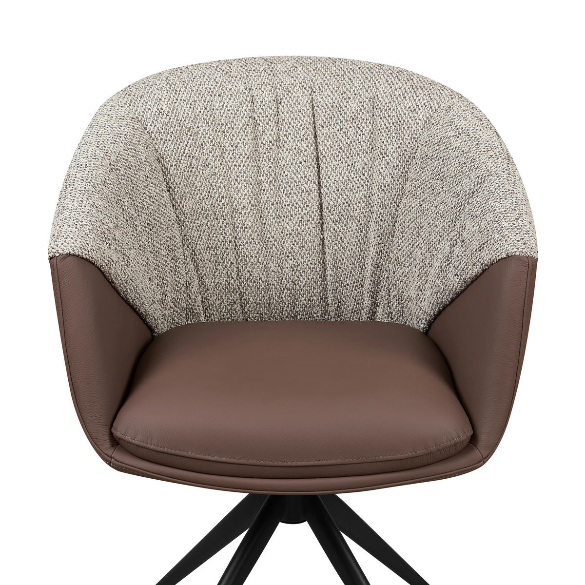 ARMLEHNSTUHL  Sitzfläche 360° drehbar, automatische Rückholfunktion Webstoff Echtleder  - Schwarz/Braun, Design, Leder/Textil (63,5/82,5/63cm) - Novel