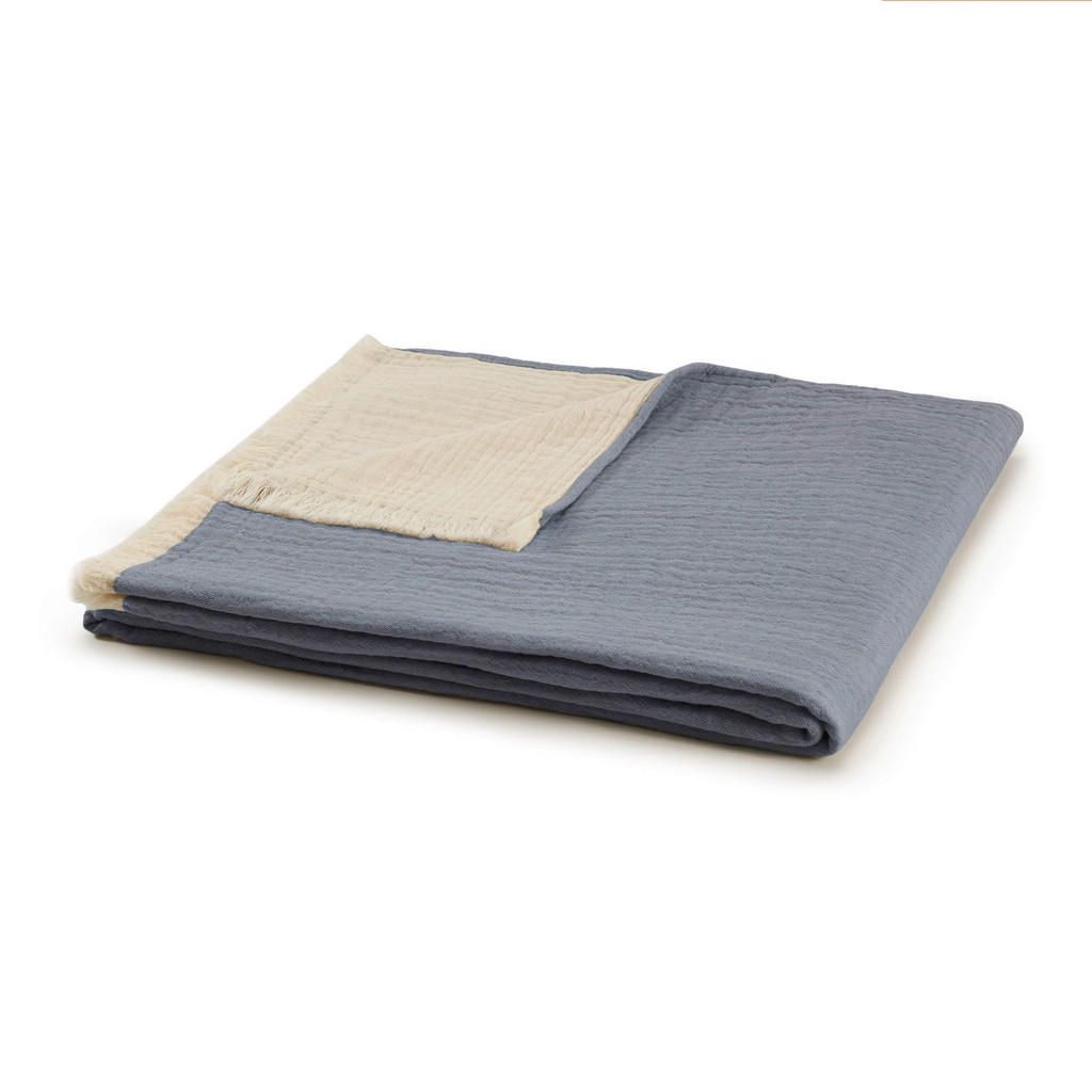 Thumbnail - Bassetti Plaid Baggy, Blau, Textil, Ornament, 125x170 cm, Oeko-Tex® Standard 100, Double face, Wohntextilien, Decken, Pl...