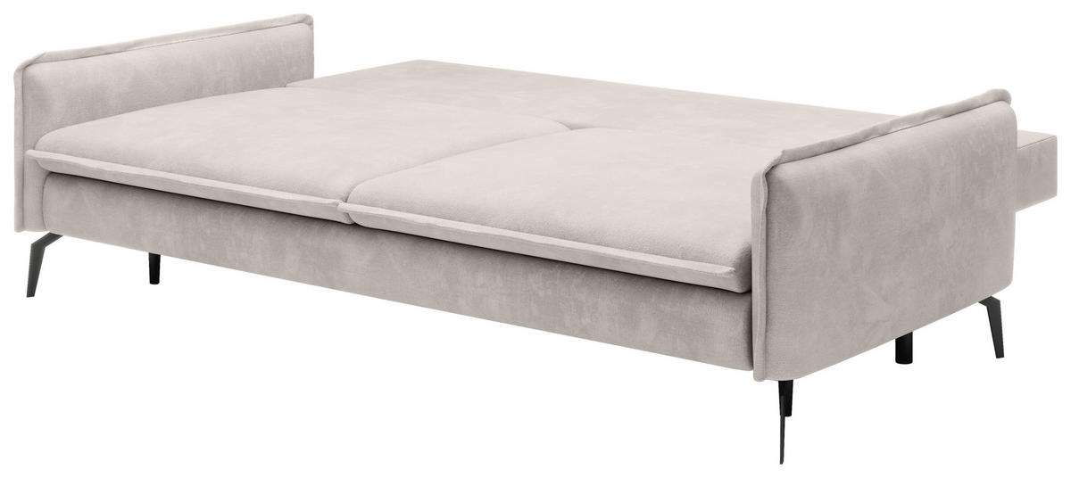 SCHLAFSOFA Chenille Hellbraun  - Hellbraun/Schwarz, KONVENTIONELL, Textil/Metall (223/89/107cm) - Carryhome