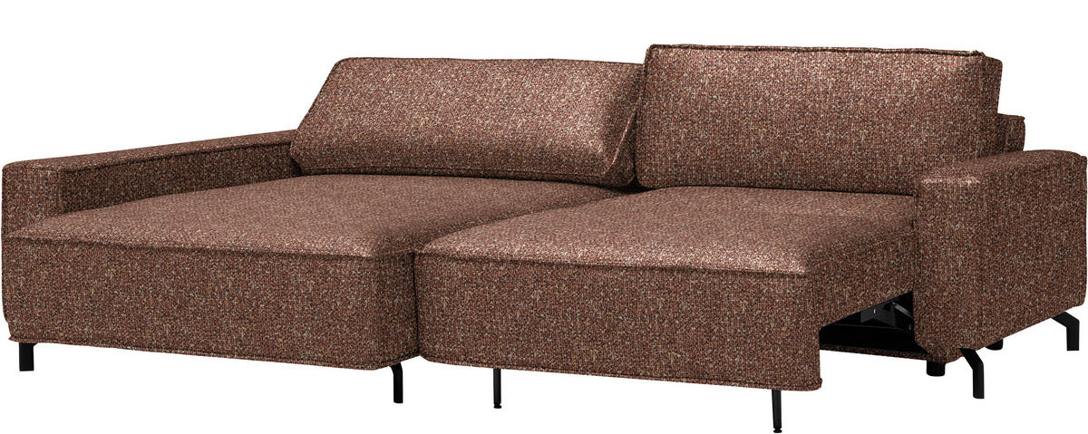ECKSOFA  in Mikrofaser Terracotta  164/246 cm  - Terracotta/Schwarz, Design, Textil/Metall (164/246cm) - Sedda