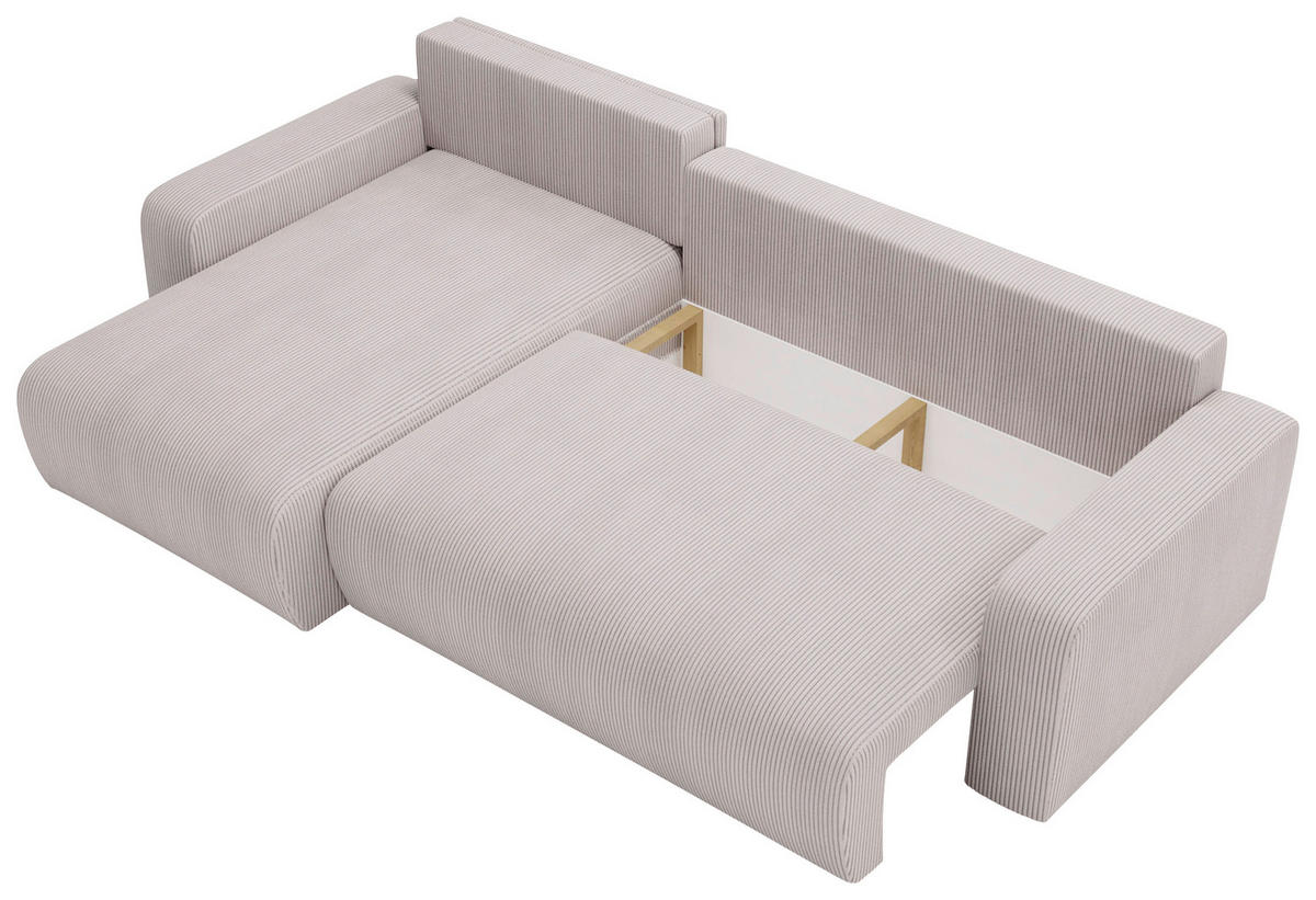 ECKSOFA in Cord Hellgrau  - Hellgrau/Schwarz, Modern, Kunststoff/Textil (150/245cm) - Carryhome