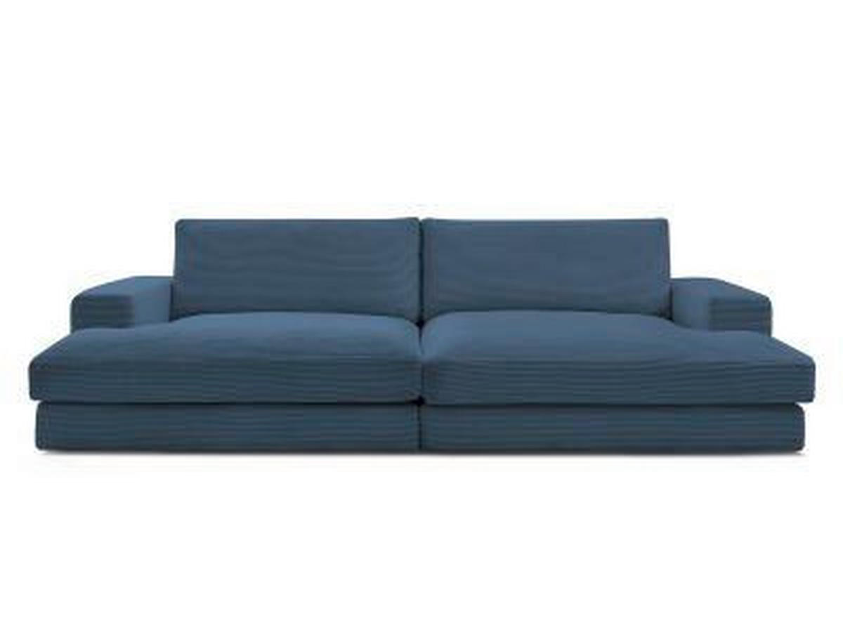 BIGSOFA LEONARD Cord Dunkelblau  - Schwarz/Dunkelblau, MODERN, Kunststoff/Textil (234/77/159cm)