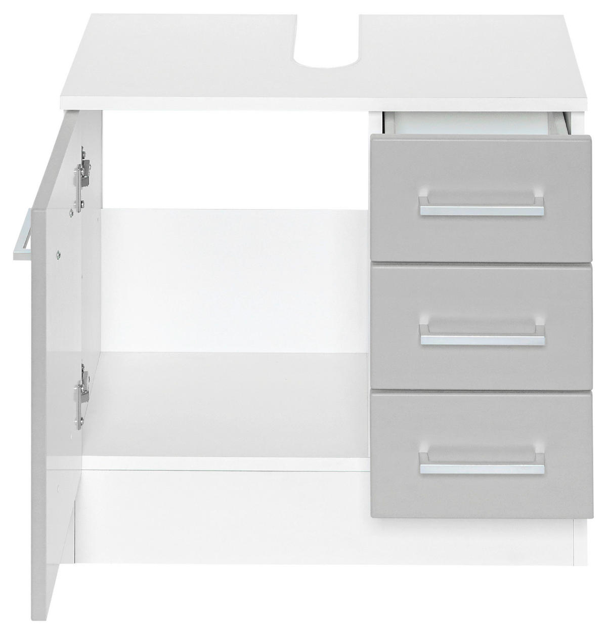 WASCHBECKENUNTERSCHRANK 60/56/35 cm  - Chromfarben/Weiss, Modern, Holzwerkstoff/Metall (60/56/35cm) - Held