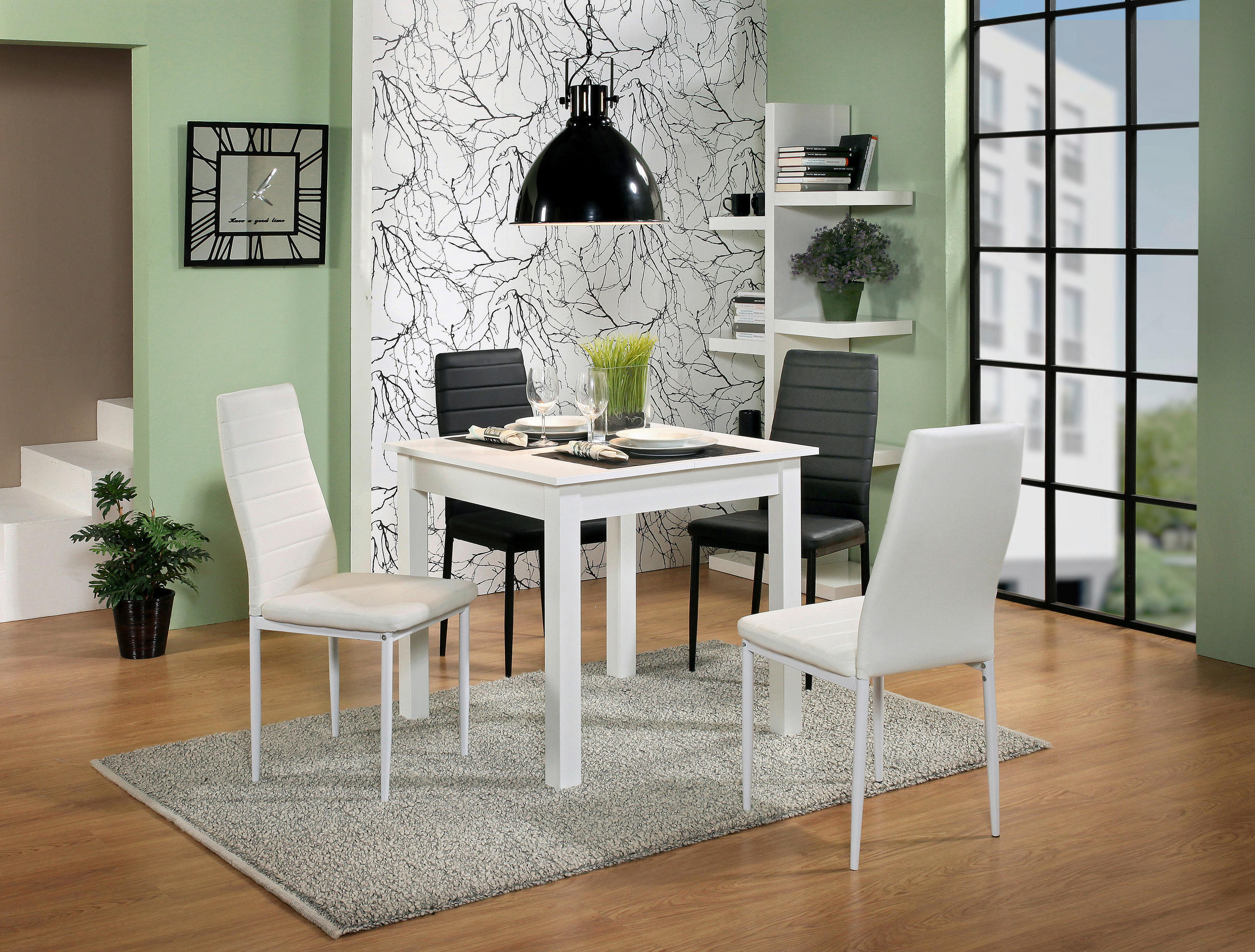 JEDILNA MIZA, bela - bela, Design, leseni material (80/80/76,5cm) - Xora