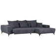 ECKSOFA  in Flachgewebe Dunkelgrau  300/205 cm  - Dunkelgrau/Schwarz, KONVENTIONELL, Textil/Metall (300/205cm) - Carryhome