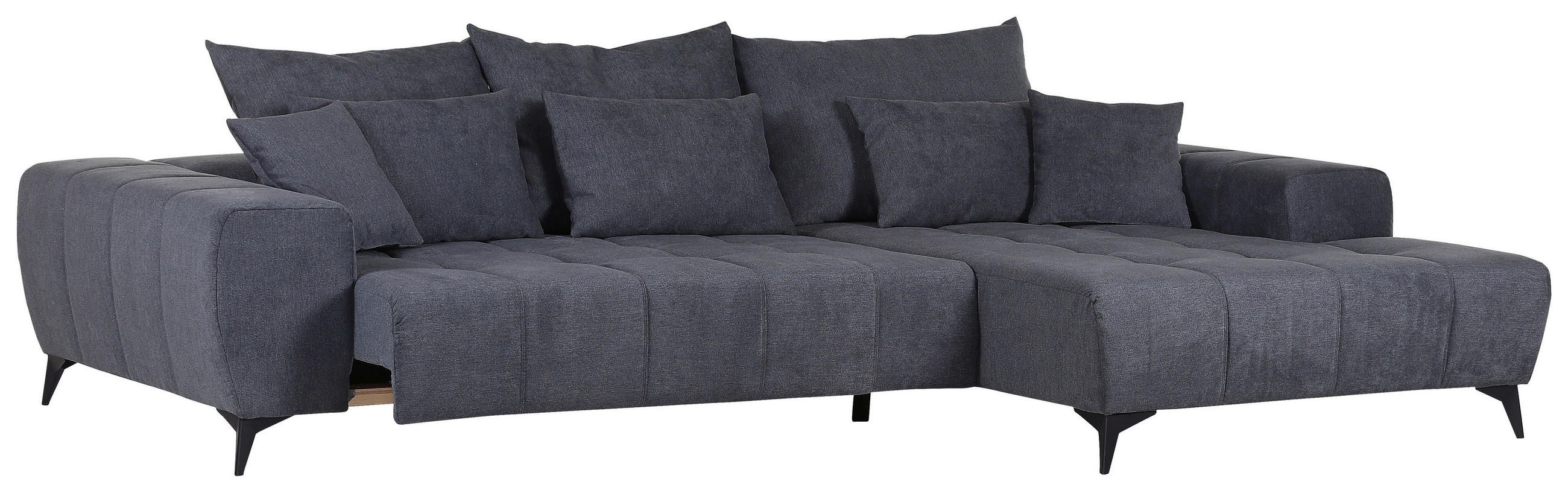 HÖRNSOFFA i flatväv mörkgrå  - mörkgrå/svart, Klassisk, metall/textil (300/205cm) - MID.YOU