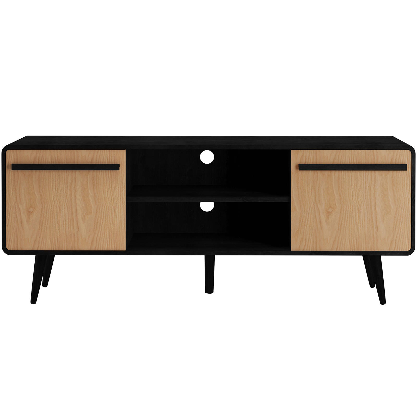 LOWBOARD Chantal  in 140/53/39 cm  - Schwarz/Naturfarben, Design, Holzwerkstoff (140/53/39cm) - MID.YOU