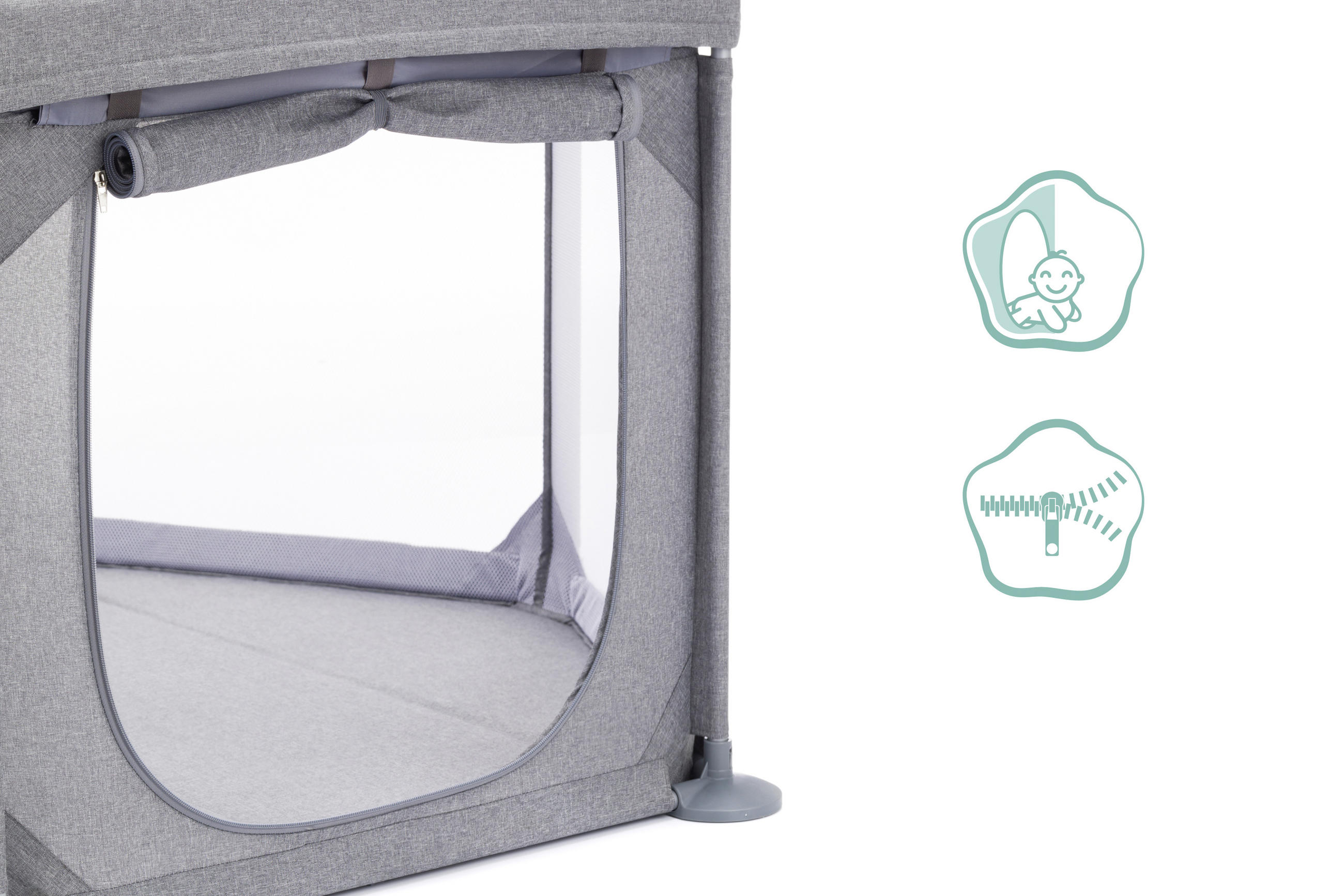 LAUFGITTER GREY 134/134/67 cm  - Grau, Basics, Kunststoff/Textil (134/134/67cm)