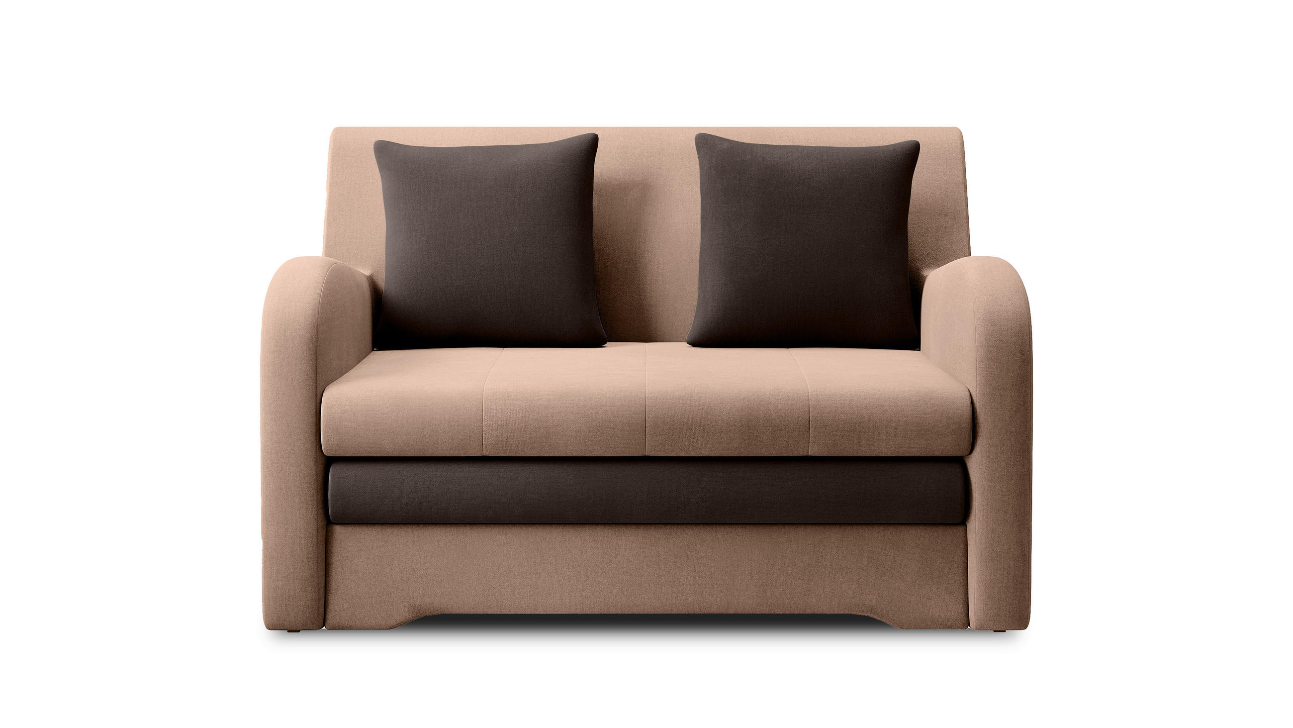 SCHLAFSOFA Samt Dunkelbraun, Beige  - Dunkelbraun/Beige, Design, Kunststoff/Textil (244/97/97cm) - MID.YOU