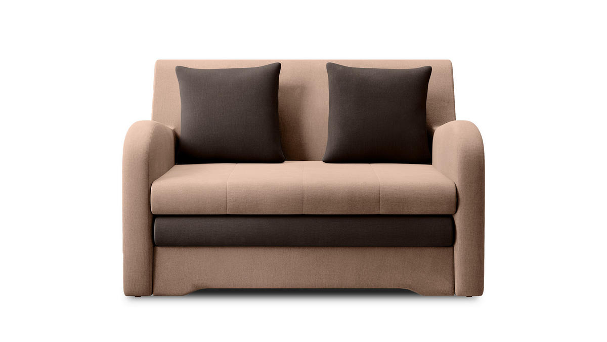 SCHLAFSOFA Samt Beige, Dunkelbraun  - Beige/Dunkelbraun, Design, Kunststoff/Textil (244/97/97cm) - MID.YOU