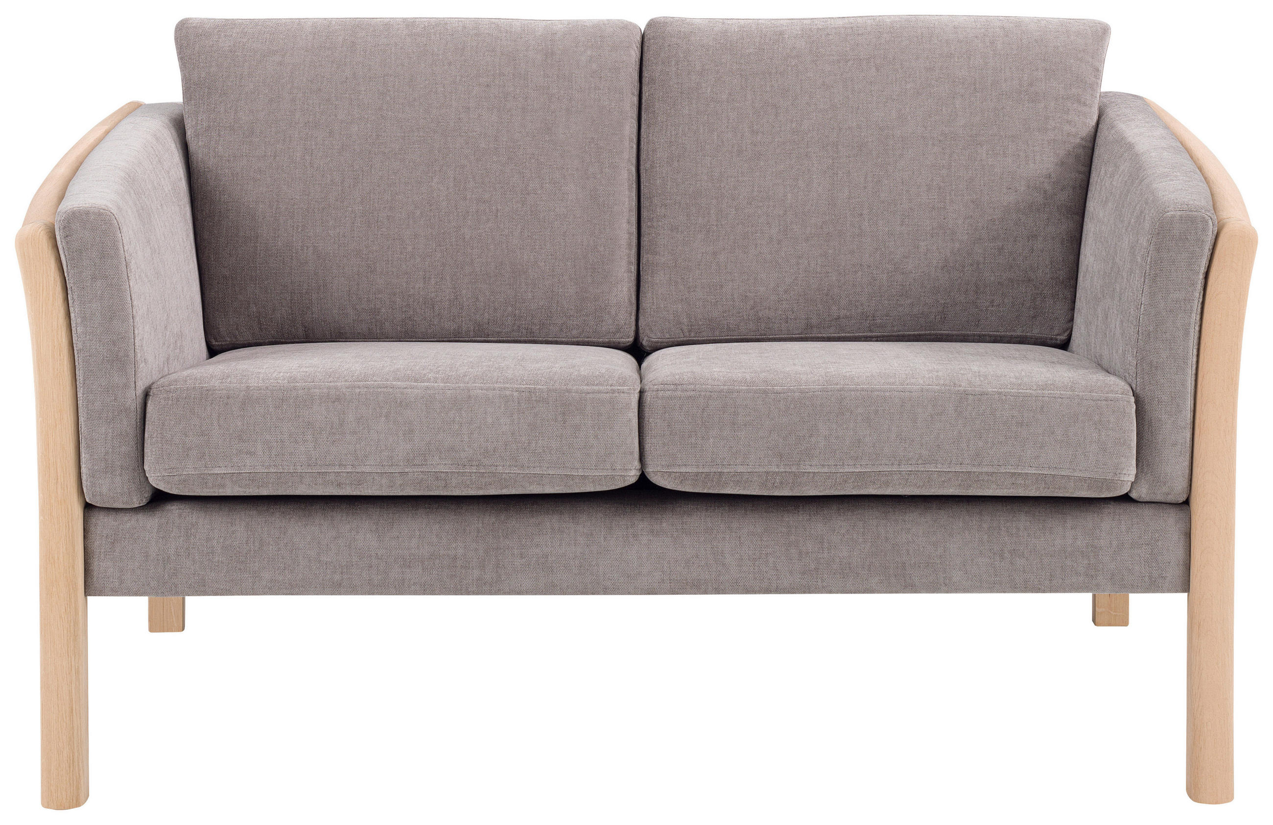 2-SITZER-SOFA Chenille Eichefarben, Hellgrau  - Eichefarben/Hellgrau, Design, Holz/Textil (142/79/82cm)
