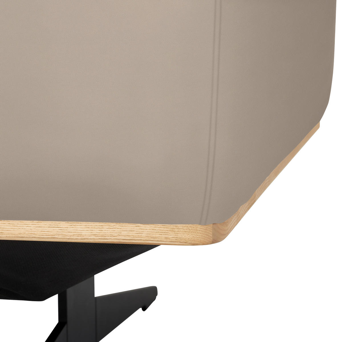 ECKSOFA in Echtleder Beige  163/305 cm  - Eichefarben/Beige, Design, Leder/Holz (163/305cm) - Novel
