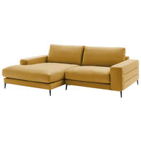 ECKSOFA  in Velours Goldfarben  177/253 cm  - Goldfarben/Schwarz, Design, Textil/Metall (177/253cm) - Dieter Knoll