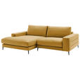 ECKSOFA  in Velours Goldfarben Rücken echt  177/253 cm  - Goldfarben/Schwarz, Design, Textil/Metall (177/253cm) - Dieter Knoll