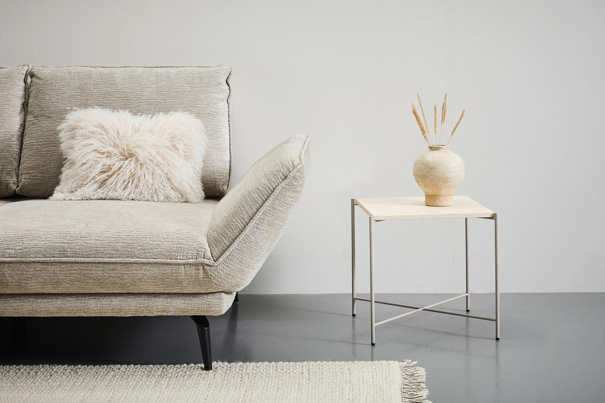 BEISTELLTISCH 40/40/40 cm Creme quadratisch  - Creme, Trend, Stein/Metall (40/40/40cm) - Landscape