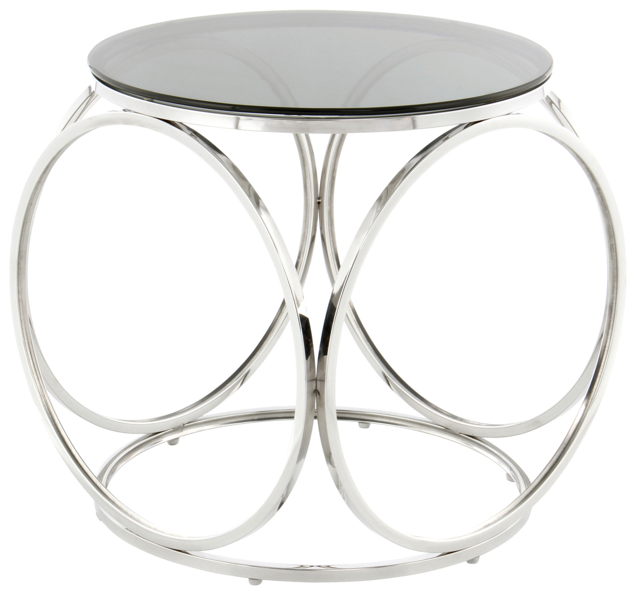 BEISTELLTISCH 50/50/52 cm Schwarz, Silberfarben rund  - Silberfarben/Roségold, Design, Glas/Metall (50/50/52cm) - Kayoom