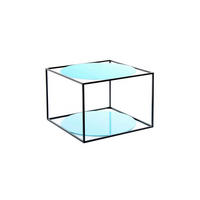 BEISTELLTISCH 50/50/36 cm Blau, Schwarz rund  - Blau/Schwarz, Basics, Glas/Metall (50/50/36cm) - Kayoom